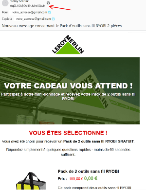Tentative de phishing - Un e-mail avec une adresse expéditeur étrange